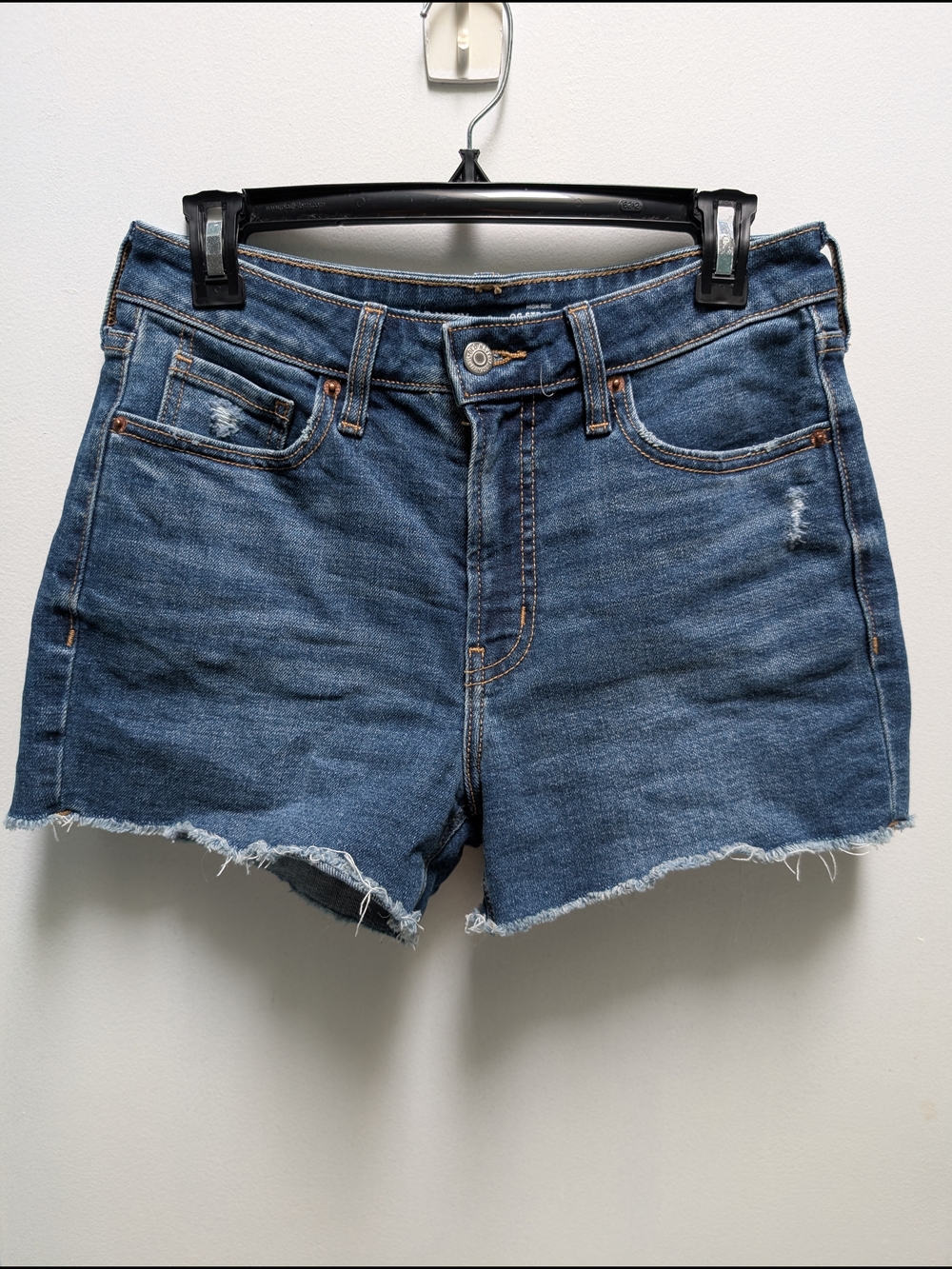 Old Navy Dark Blue High-Rise Frayed Hem Jean Shorts